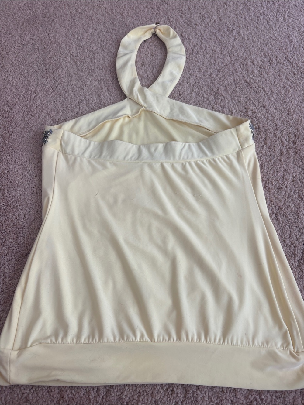 Cache Pale Yellow Embellished Halter Top - Picture 3 of 6